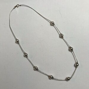 Sterling Silver 925 Designer Jordan Liquid Silver Ball Bead Chain Necklace 19 in